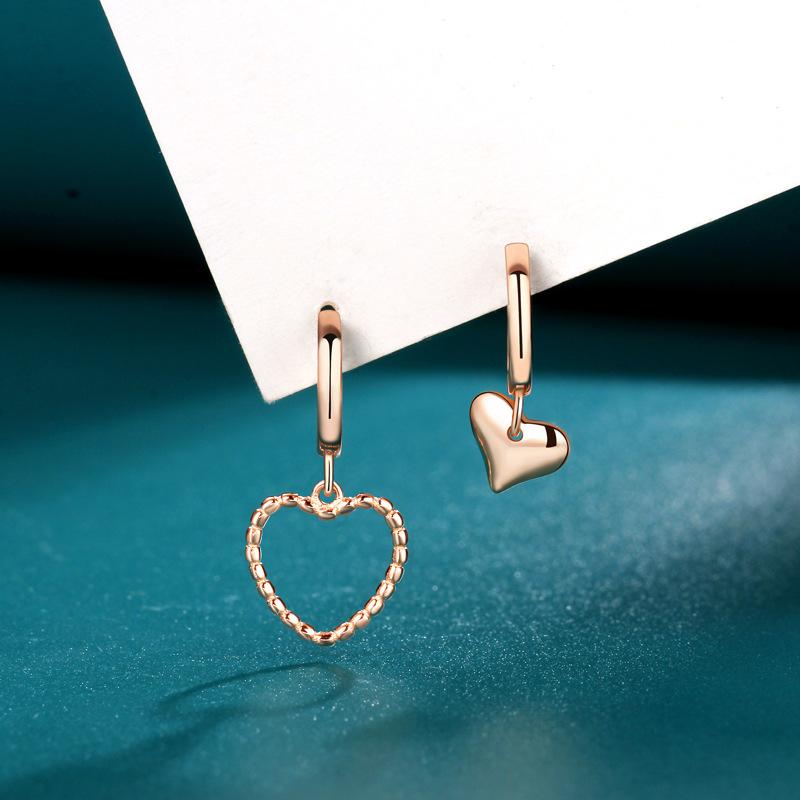 Korean Version of Tremella Buckle Temperament Earrings Asymmetrical Love Stud Earrings Niche Design Versatile Earrings Women