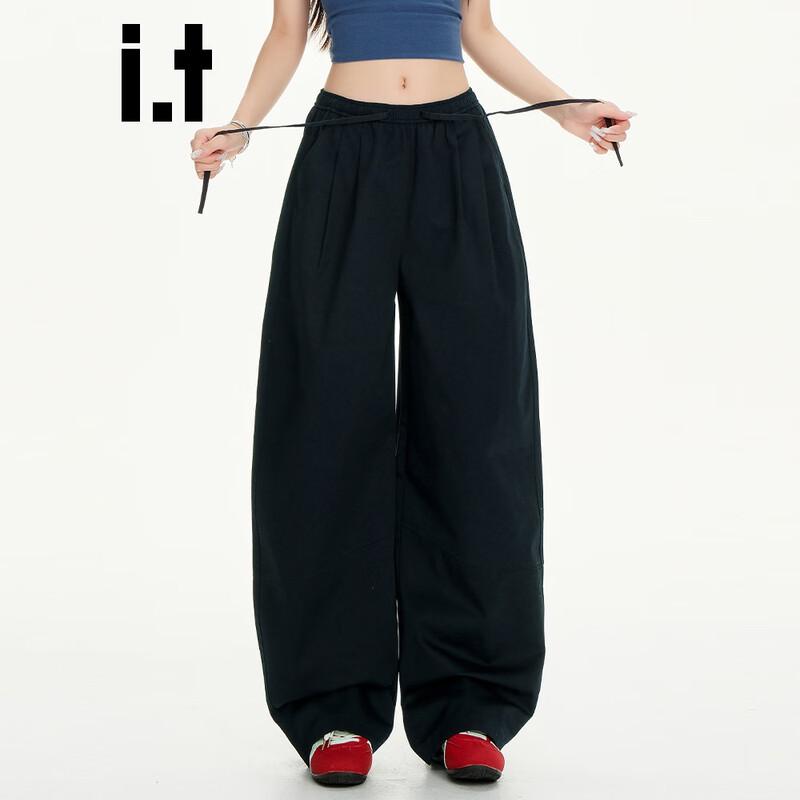 CHOCOOLATEit Women's Wide-Leg Drawstring Cotton Casual Pants