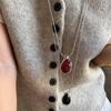 Кулон из красного агата в форме капли Wenss, залитый смолой, длинное ожерелье с цепочкой для свитера цвета мерло