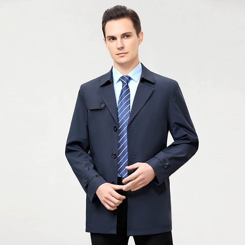 Тонкая мужская куртка из шелка тутового шелкопряда для весны и осени, больших размеров, для полных людей среднего возраста, деловая, повседневная, средней длины