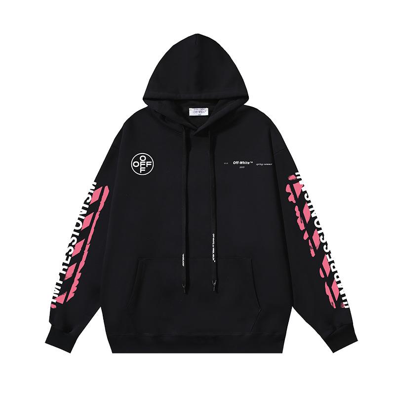 1088 Off-White 2026 Осень/Зима Новинка 99 Цифровой Розовый Стрела Граффити Принт Мужские и Женские Худи Толстовки