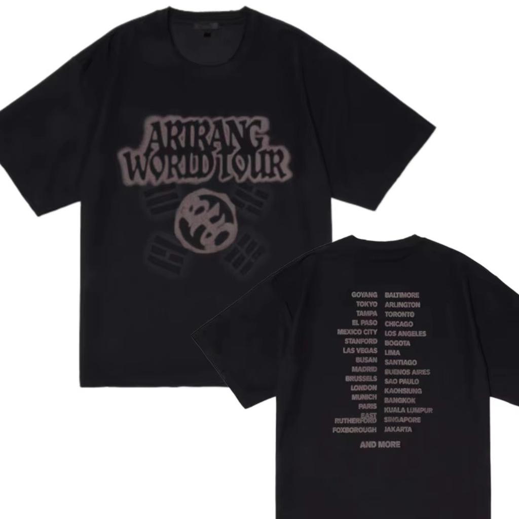 2026 Arirang World Tour Inspired T Shirt Men Women Double Side Print Short Sleeve Tees Vintage Streetwear Concert Casual