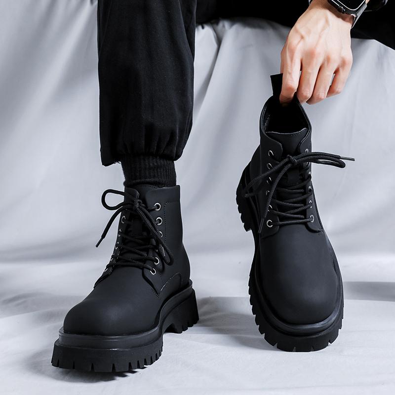 Модные мужские ботинки на толстой подошве Высококачественные трендовые ботинки для отдыха на открытом воздухе, деловых вечеринок, повседневных офисных модных мужских туфель для улицы и прогулок