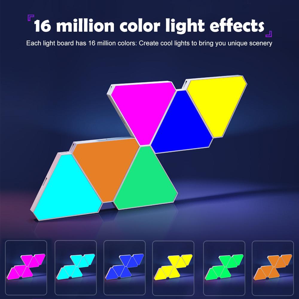 RGB Треугольный светодиодный ночник с управлением через Bluetooth-приложение, умные DIY настенные панели для декора спальни и игровой комнаты