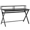 Gaming Desk Writing Racing Computer Table Workstation with Headphone Hook Curved Front Adjustable Feet for Home Office Use 140 x 60cm
