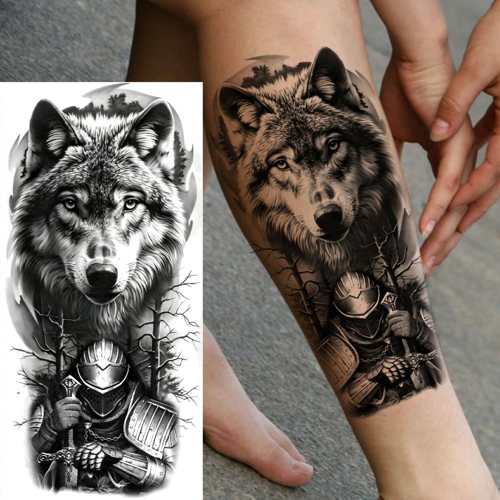 1 Sheet Fierce Tiger Lion Dragon Temporary Tattoos For Men Women Waterproof Wolf Skull Tatoos Long Lasting  Fake Tattoo Stickers