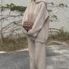 Women's Cozy Hooded Sweater & Knitted Carrot Pants Set - Ideal for Autumn/Winter