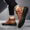 Winter/Fall Mens Handmade Casual Leather Casual Shoes High Boots Leather Shoes  for Men Soft and Comfortable Non-slip Ankle Boots