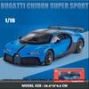 Большой размер 1:18 Bugatti Chiron Supercar Модель коллекционная миниатюрная модель автомобиля для домашнего декора литая игрушечная машинка для детей мальчик игрушка в подарок
