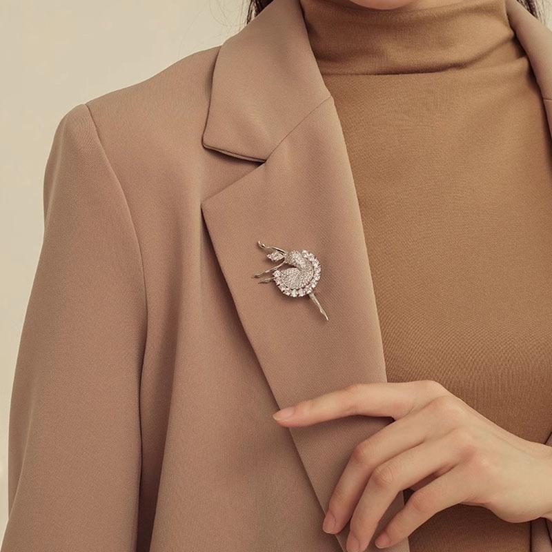 Брошь «Балерина» высокого класса, Женственный шарм, Небликующая булавка, Трендовая, Милая и Креативная