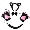 5 Pcs Cat Costume Set Cat Ears Headband Cat Bow Tie Cat Tail Cat  Gloves for Halloween Costume Pa