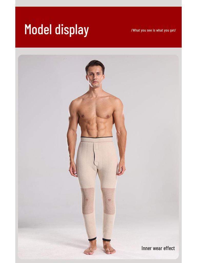 Мужские толстые флисовые брюки из шерсти, хлопка и кашемира, слим-фит - Очень теплые зимние наколенники