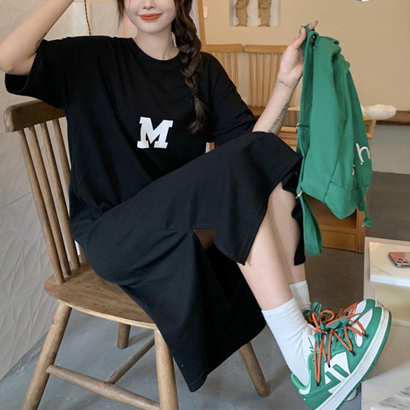 Women's Plus Size Summer Tunic: Loose Fit, Belly-Covering, Knee-Length T-Shirt Dress