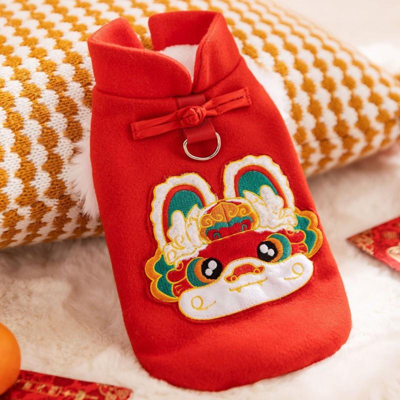 Pet Winter Warm Wool Vest Chinese Style New Outfit Cats Dogs Small Medium Large Size
