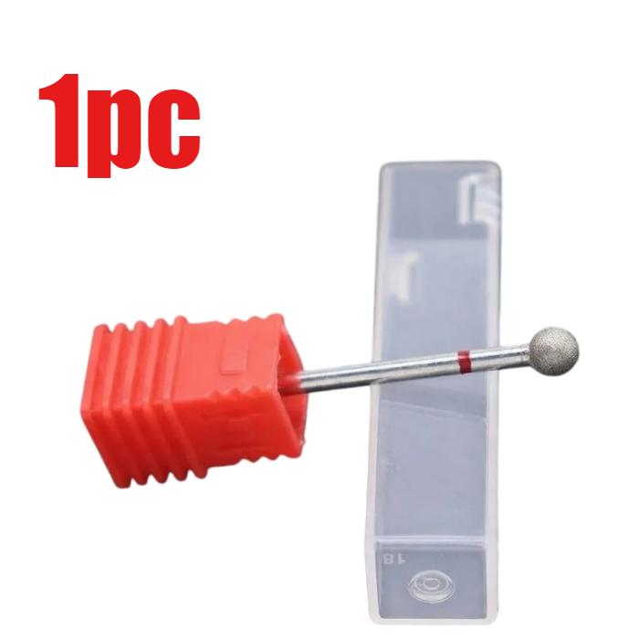 5.0mm Nail Drill Bits Red Ball Nail Drill Bits Diamond Burrs Grinding Bits for Gel Nail Polish Manicure Nails Art Tool Polishing