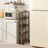 Kitchen Cart Serving Trolley with 5 Levels, Rolling Cart Kitchen Shelf with Worktop, Wheels, Handle, 47 x 13 x 96.5 cm, Black