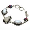 Moonstone Rough Mosaic Jasper Gemstone 925 Silver Plated Bracelet 6-8"