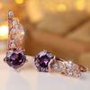 Великолепные фиолетовые серьги-подвески из циркония для женщин, модные ювелирные изделия цвета розового золота, свадебные аксессуары