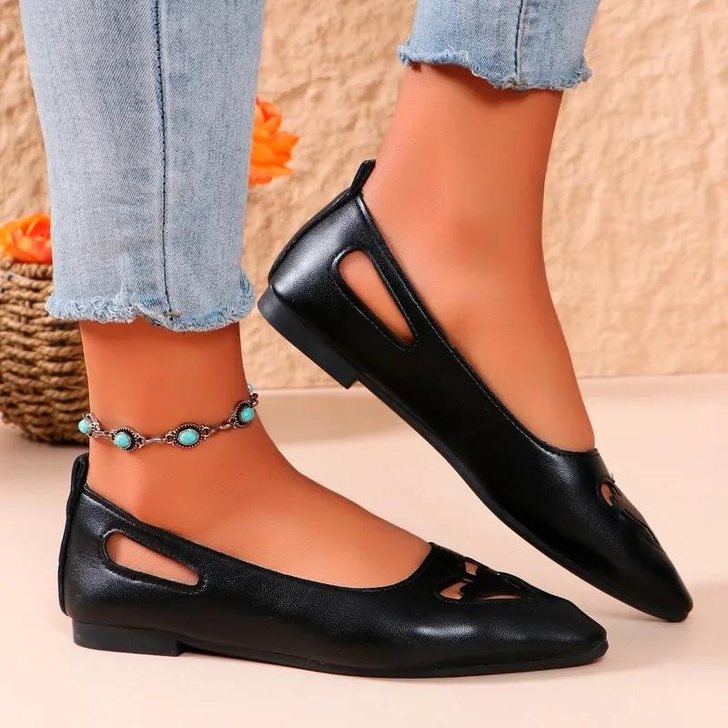 Fashion Women's Shoes 2024 High Quality Shallow Women's Flats Fashion Hollow Out Daily Flats Women New Plus Size Flat Low Heels Zapatos