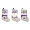 Holiday decorative purple socks Christmas stockings with Santa Claus design large 45cm for storage and home decoration