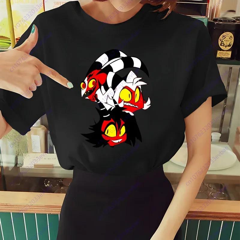 Женская футболка Helluva Boss Летняя футболка с коротким рукавом и принтом жевания Забавная футболка Харадзюку Топы Мужская футболка Уличная одежда