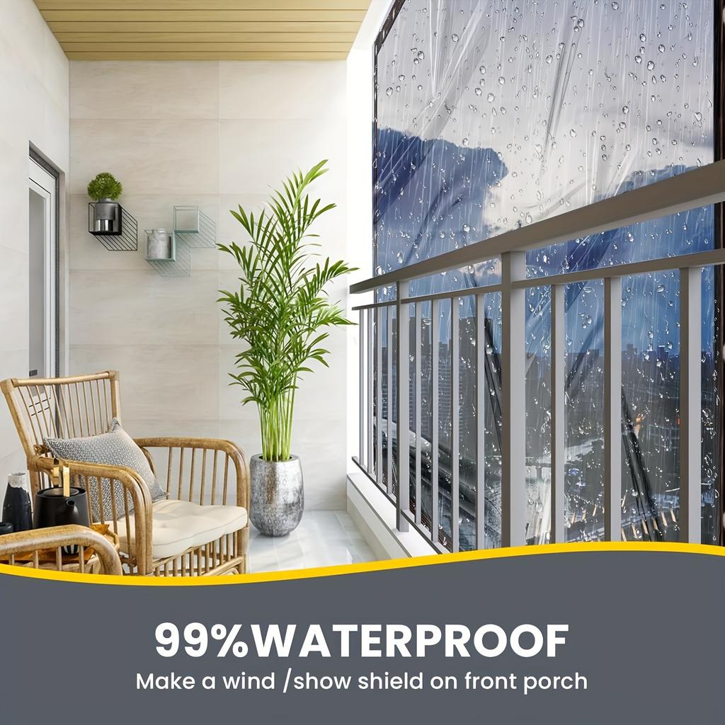 Clear Windproof Tarpaulin w/ Seal Ring. For Garden,Chicken Coop,Camping.Lightweight,Durable & Waterproof. Perfect Outdoor Cover!