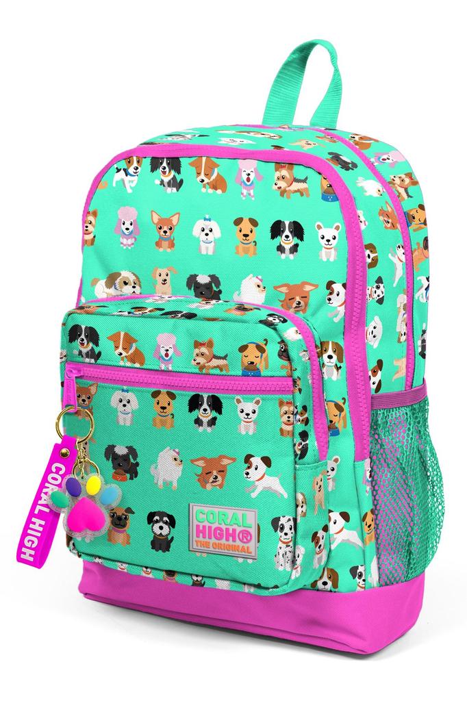 Детский школьный рюкзак с четырьмя отделениями Coral High Kids Water Green Neon Pink Pattern с четырьмя отделениями 23465