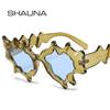 SHAUNA новые нерегулярные женские уникальные солнцезащитные очки «кошачий глаз», винтажные прозрачные линзы с океаническими оттенками UV400, мужские солнцезащитные очки в стиле панк