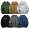carhartt Весенние и осенние толстовки из высококачественного хлопка свободного кроя с вышитым логотипом и круглым вырезом для мужчин и женщин