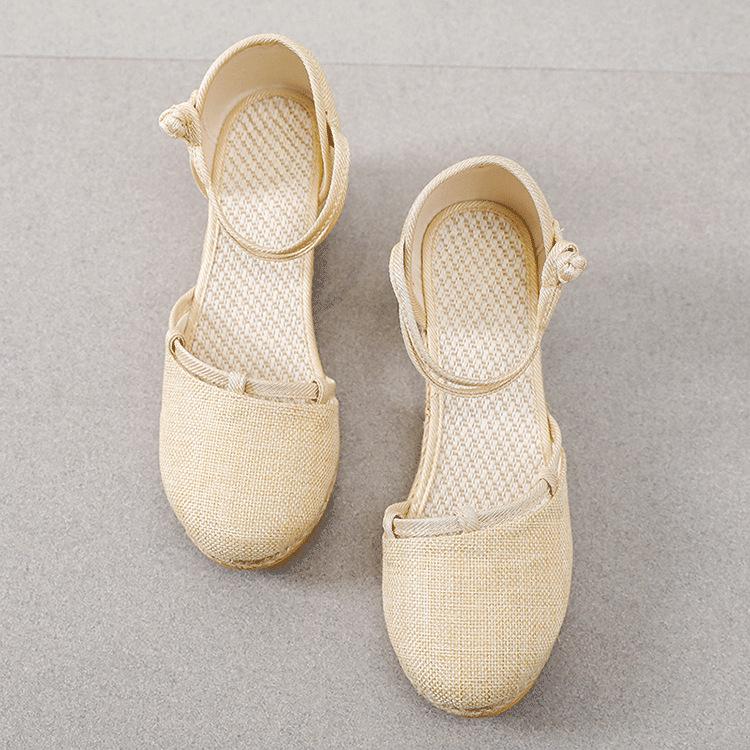 Women's Versatile Korean-Style Breathable Wedge Sandals with Buckle Strap for Summer Travel