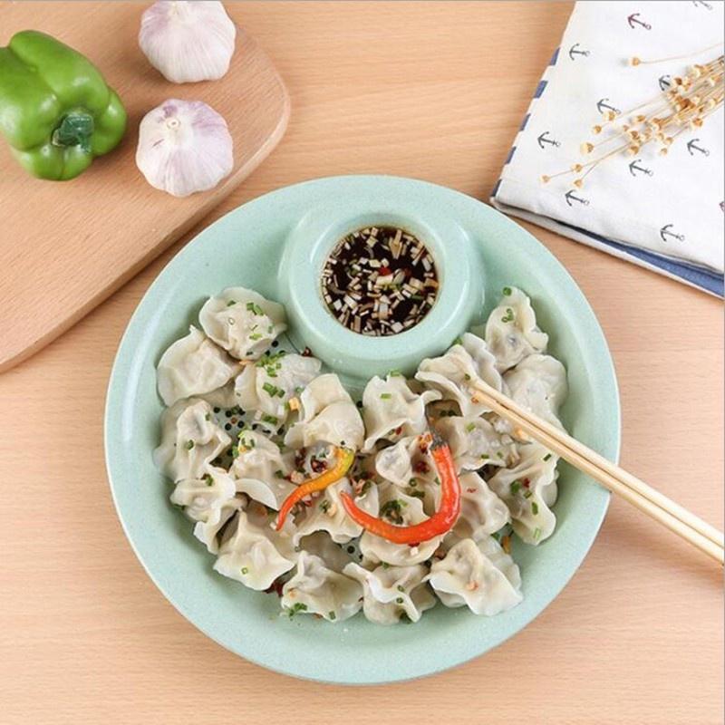 Кухонный двухслойный диск из пшеничной соломы с мини-блюдом для специй, ваза с фруктами, блюдо для пельменей, посуда