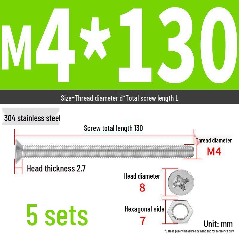 Набор Extra Long Phillips Flat Head Винтов и Гаек из Нержавеющей Стали 304 (2М, 3М, 4М)