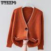 Весенне-осенний вязаный женский кардиган, модный свободный свитер, пальто, короткий топ для женщин