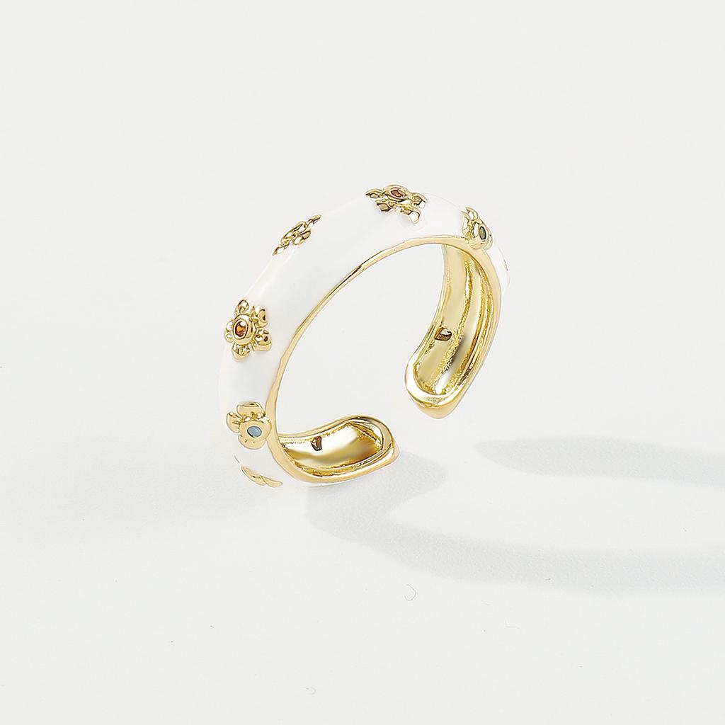 Модное и милое открытое кольцо с цветочным медным покрытием для женщин