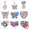 Стерлингового серебра 925 пробы, бабочка, четыре клевера, зеленый лист, птица, цветок, бусина «сделай сам», подходит для оригинального модного браслета, ювелирные изделия, новинка 2022 года