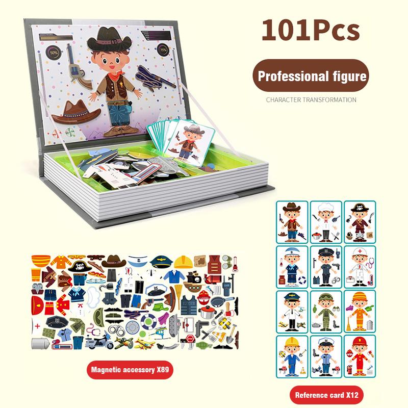 Montessori Children Intelligent Magnetic Book 3D Cartoon Puzzles Jigsaw Brain Training Game Educational Toys Kids Birthday Gift