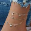 Retro Exaggerated Love Star Moon Anklet Multi-layer Cross Anklet Fashion Trend Girl Multi-layer Anklet Temperament Bracelet