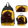 Hoppers Beaver Metamorphosis Print 3-Piece Set School Backpack Lunch Bag Pencil Case Cartoon Student Set