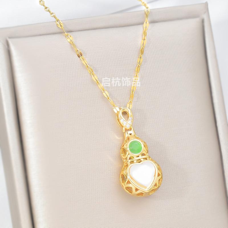 Полое ожерелье-тыква Женское легкое роскошное ретро универсальное нефритовое подвеска аксессуары