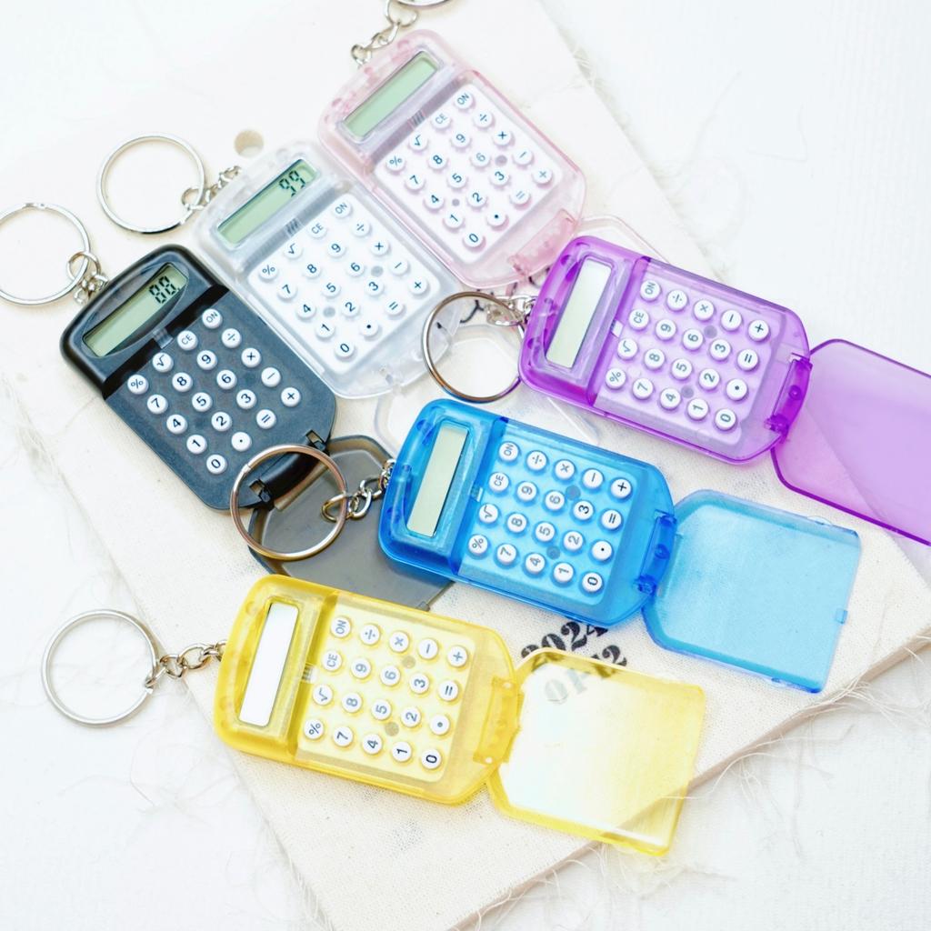 8 Bit Mini Calculator Exquisite Keychain Cute Hanging Flip Calculator Student Supplies Jelly Color Portable Learning Daily Acces