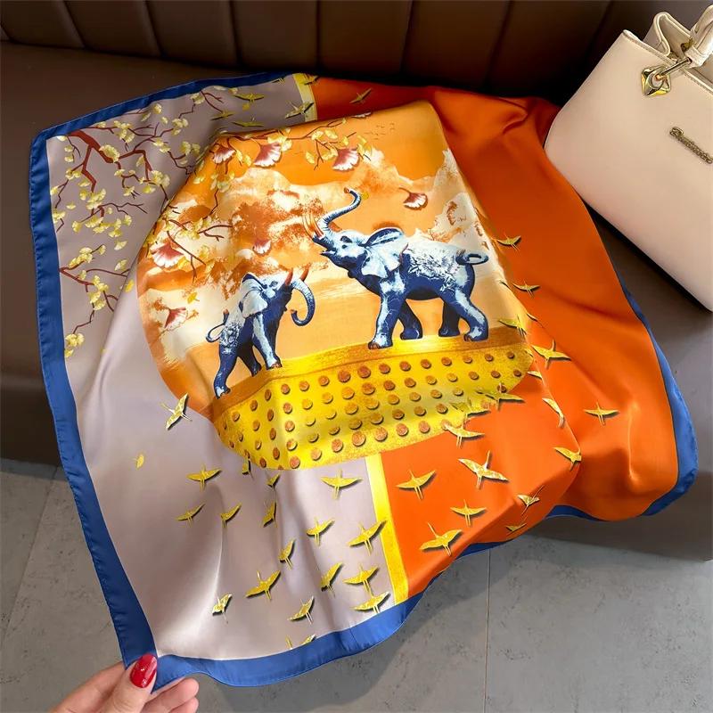 Fashion Handkerchief Women Neck Scarves Silk Satin Headband Small Hijab Scarfs Cartoon Print Kerchief Cute Hair Scarf For Ladies