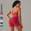 Summer Yoga Set Women Fitness Suits Seamless Push Up Bra High Waist Shorts Gym Sportswear