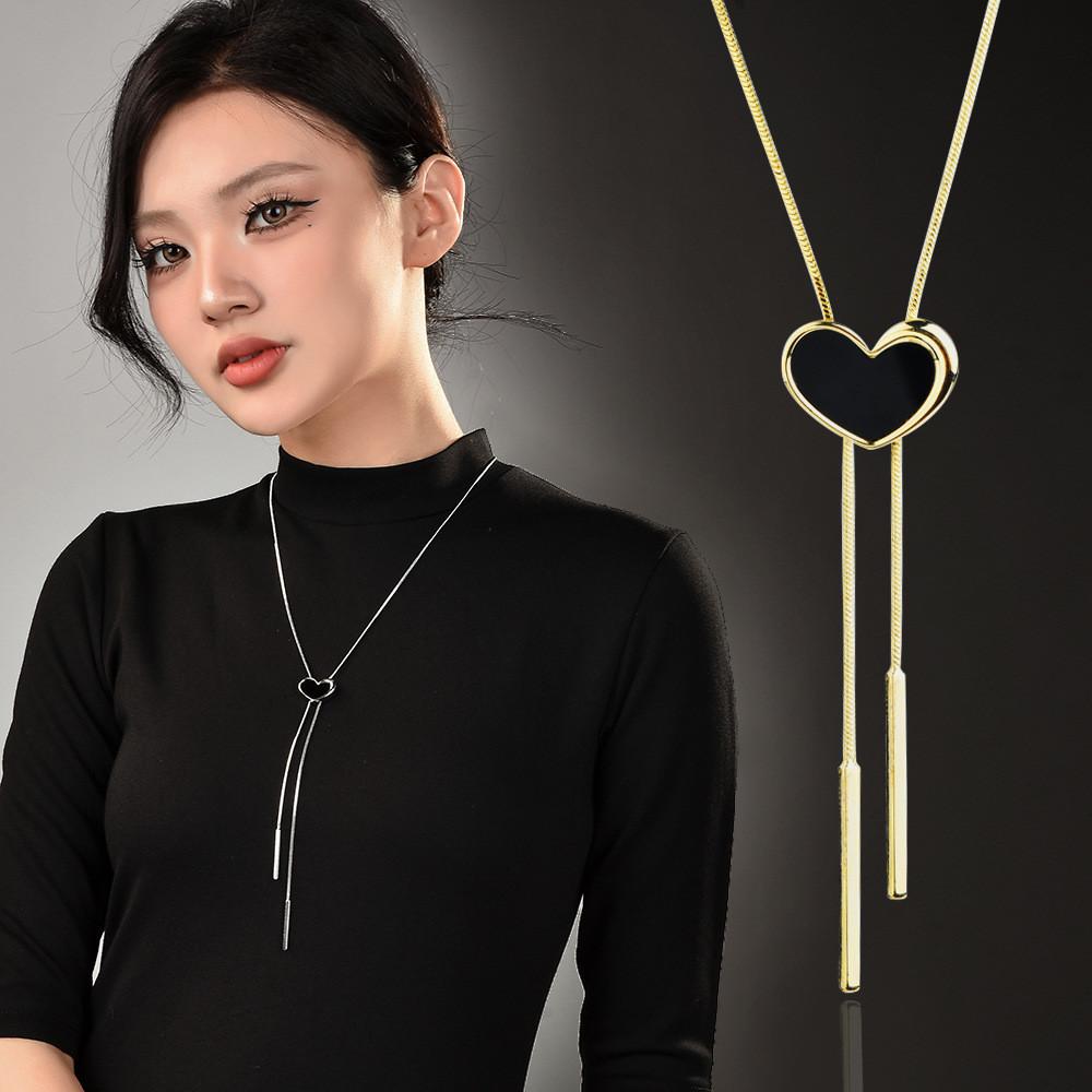 Heart Chic Tassel Necklace For Women Crafted From Exquisite Palladium Material