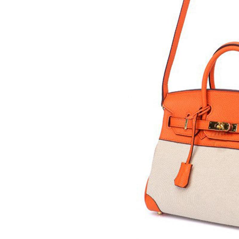 European and American new leather women's bags, first layer cowhide with canvas fashion platinum bags, women's handbags, shoulder bags