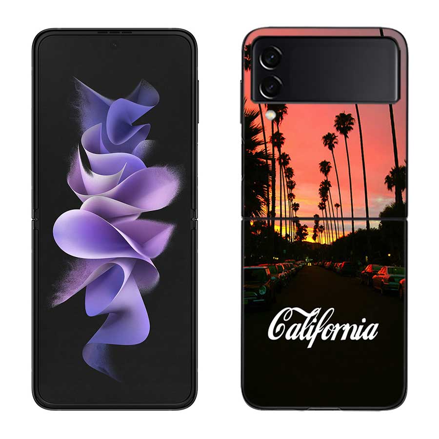 Sea Tropical Palm Trees Beach Case for Samsung Galaxy Z Flip 6 Flip 5 4 3 5G Black Cell Phone Cover Samsung Z Flip 5 5G Luxur