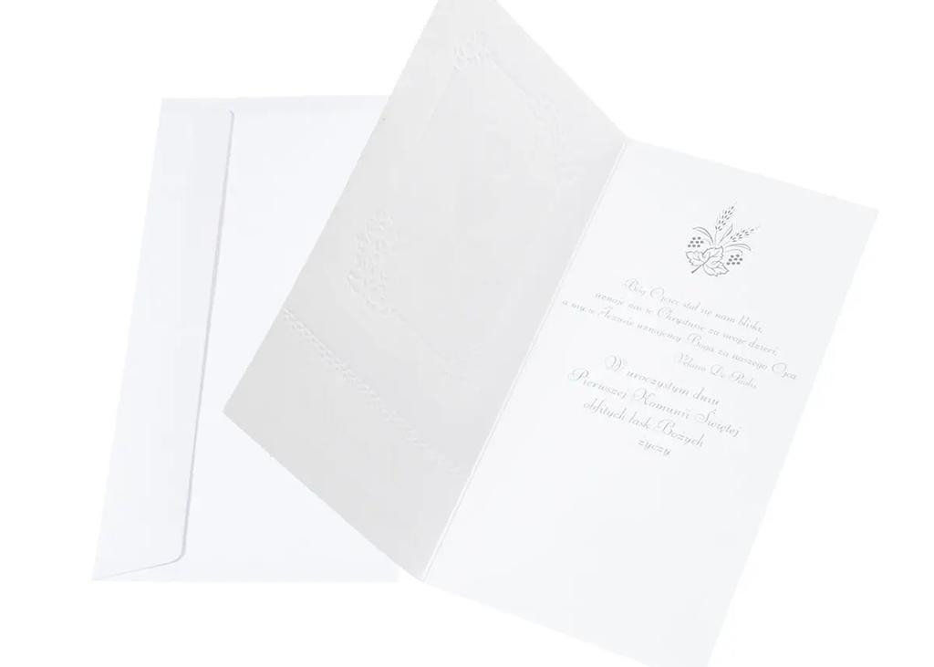 An elegant card with a dedication from the Godmother on the occasion of the First Holy Communion