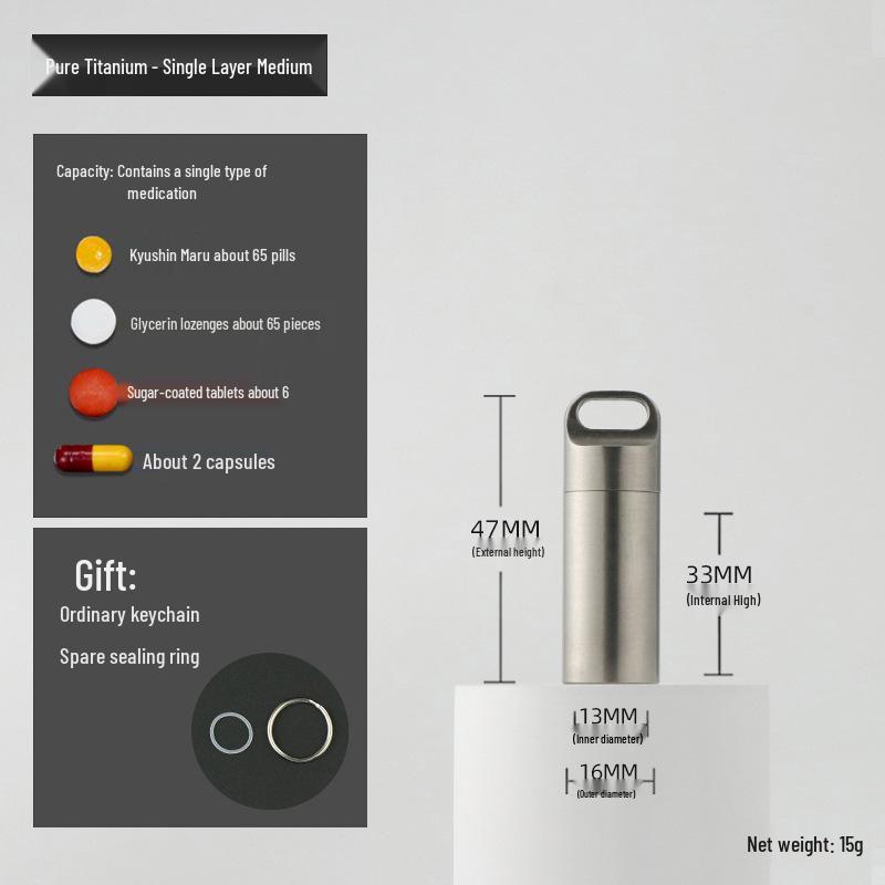 Водонепроницаемая мини-таблетница из нержавеющей стали - Портативный, влагозащищенный дорожный контейнер для лекарств