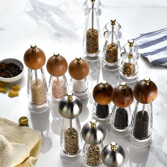 Pepper Grinder Transparent Thickness Adjustable 6/8 Inches Handheld Manual Spice Masher Salt Shaker Kitchen Gadget