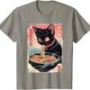Watercolorful Cat Ramen Noodle 3d Print Mens T-shirt Japanese Anime Manga Ramen Kawaii Cat T-Shirt for Men Women Anime