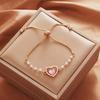 Ladies Elegant Pearl Peach Love Heart Bracelet